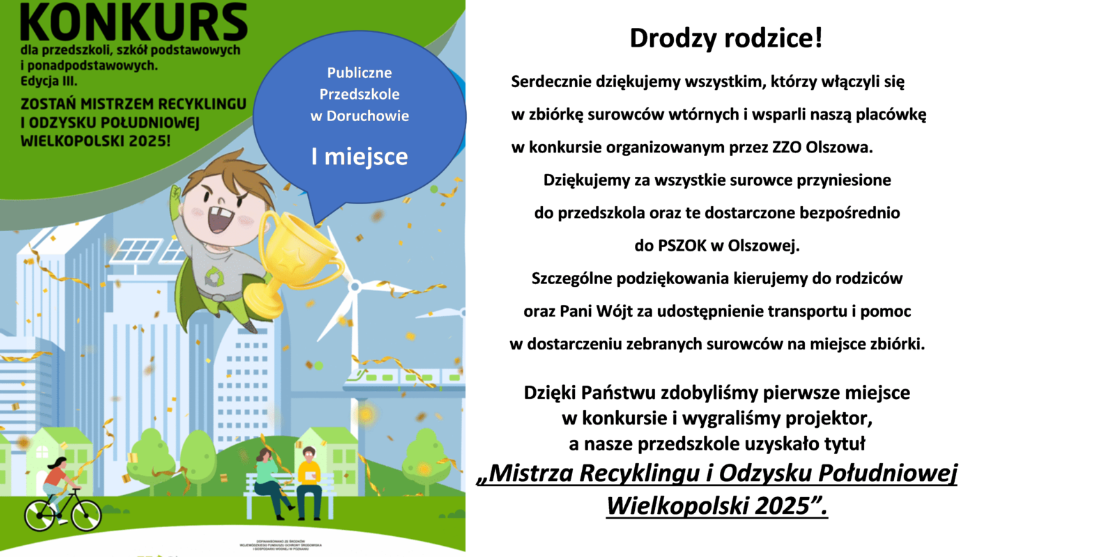 wyniki i podziękowanie